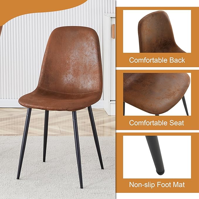 Glass Dining Table Set for 6,Modern Kitchen Table with 6 Chairs, Tempered Glass Table with Suede Leather Dining Chairs,71” Dining Room Table Set for Dining Room and Kitchen