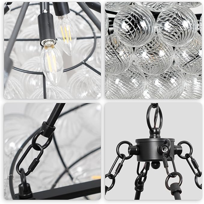 Dining Room Chandelier Bubble Cluster Chandelier Modern 12 Lights Luxury Large Globe Pendant Light for Living Room, Farmhouse, Stairs, Foyer, Dia 45 Inch