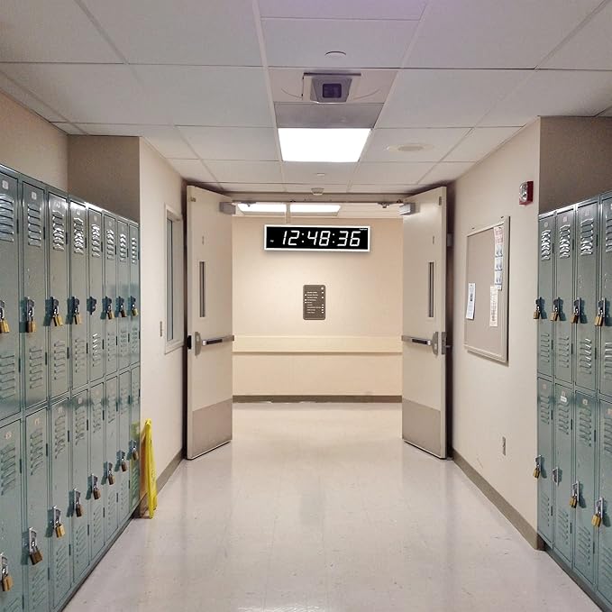 Ivation Huge Oversized 48" Large Digital LED Clock | Big Digital Clock w/Multi-Function Display – Stopwatch, Timer, Alarms, Temp & Date | 6 Brightness Levels, Time Memory & Remote (White)