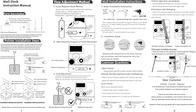 Wall Clock 17.7 Inch Double Sided - Modern Battery Operated with Pendulum, Unique Angle Corner Mounted Decorative Clock for Bedroom Living Room Office