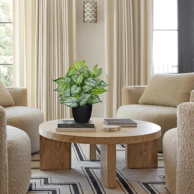 14.5" Artificial Plants Indoor Home Decor, Fake Potted Silk Plants for Shelves Living Room Decorative, Small Artificial Office Desk Plant in Pots, Faux Potted Greenery Tropical House Plant