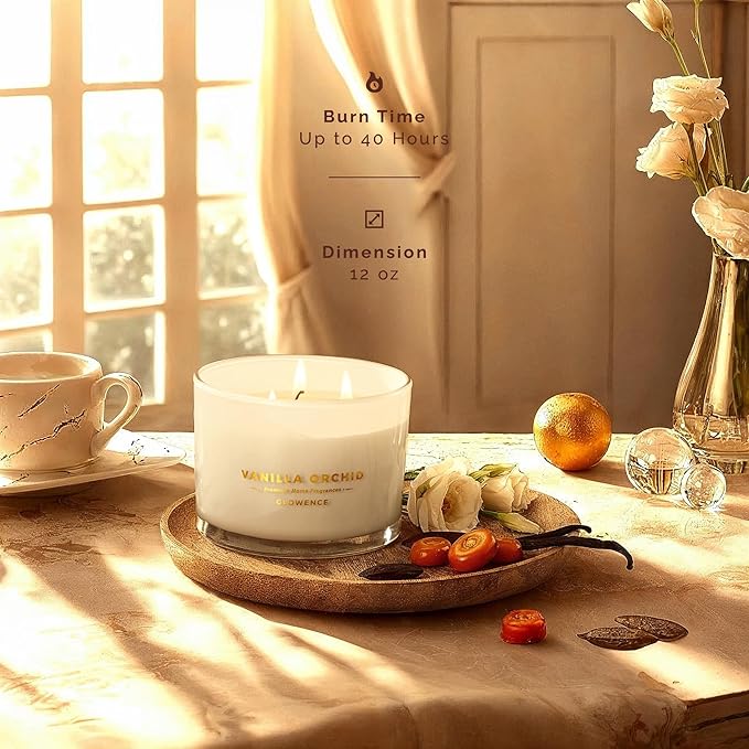 Vanilla Scented Candle - 100% Natural Soy Wax - Large 3 Wick Jar Candle - Up to 40 Hours Burning Time - Aromatherapy Candles for Home - Housewarming Gift for Women & Men