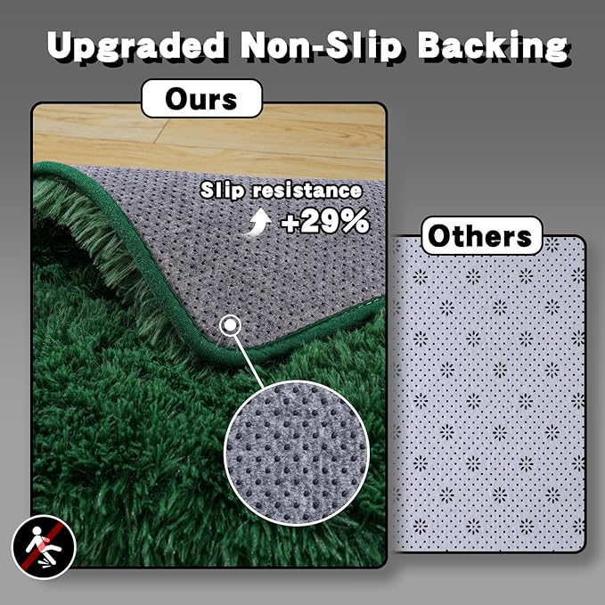 9x12 Area Rugs for Living Room, Green Fluffy Shaggy Rug Soft Carpets, Big Rugs for Bedroom Nursery Kids Room Dorm Home Decor Aesthetic, Dark Green