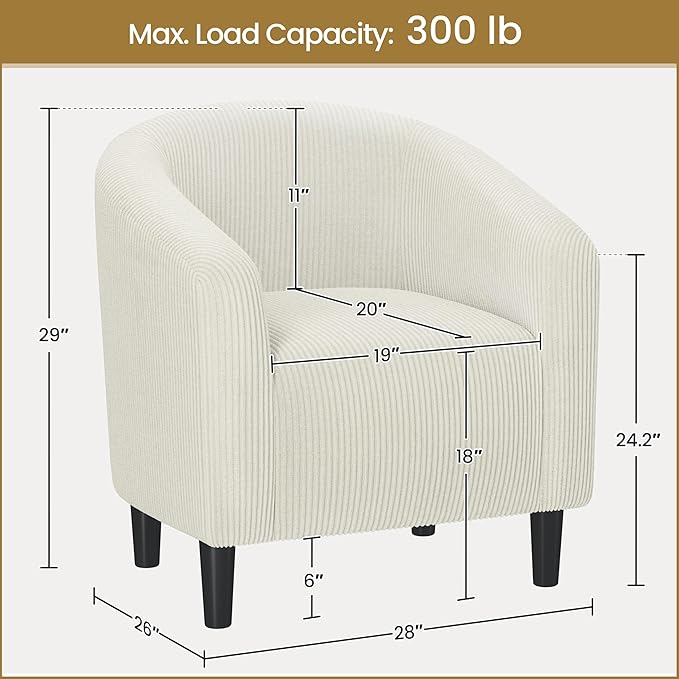 Yaheetech Accent Barrel Chair, Corduroy Fabric Club Chair, Furry Sherpa Elegant Armchair with Cozy Soft Padded, Suitable for Living Room Bedroom Reception Room Office, Beige