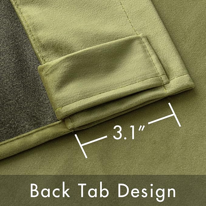 MIULEE Velvet Curtains 96 inches 2 Panels - Luxury Room Darkening Curtains for Bedroom Living Room Thermal Insulated Super Soft Window Drapes Rod Pocket & Back Tab, Moss Green, W52 x L96 inches