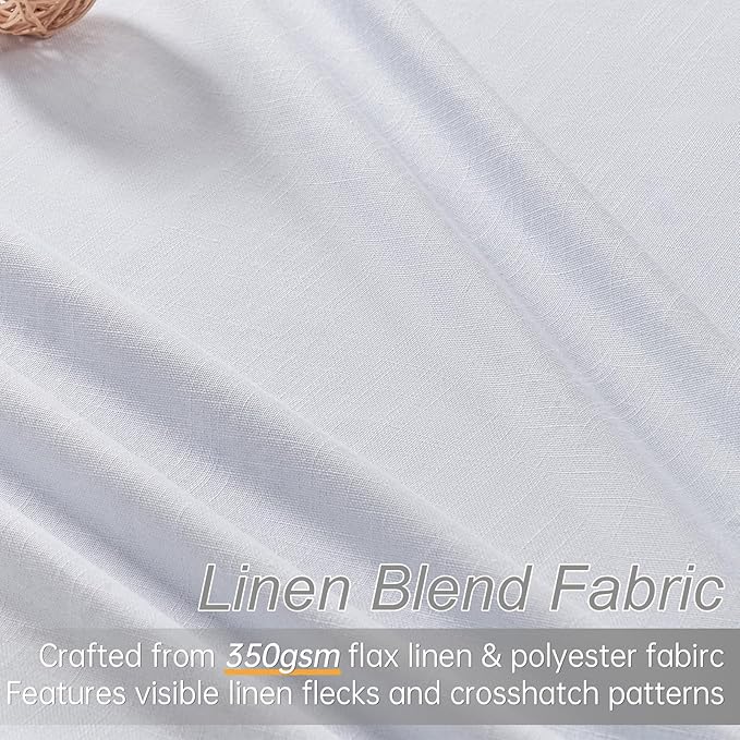 Topfinel White 105 Inches Long Custom Blackout Linen Curtains, Pinch Pleated Noise Cancelling Curtains with Pin Hooks for Traverse Rods, Viral Drapes 2 Panels for Living Room Master Bedroom