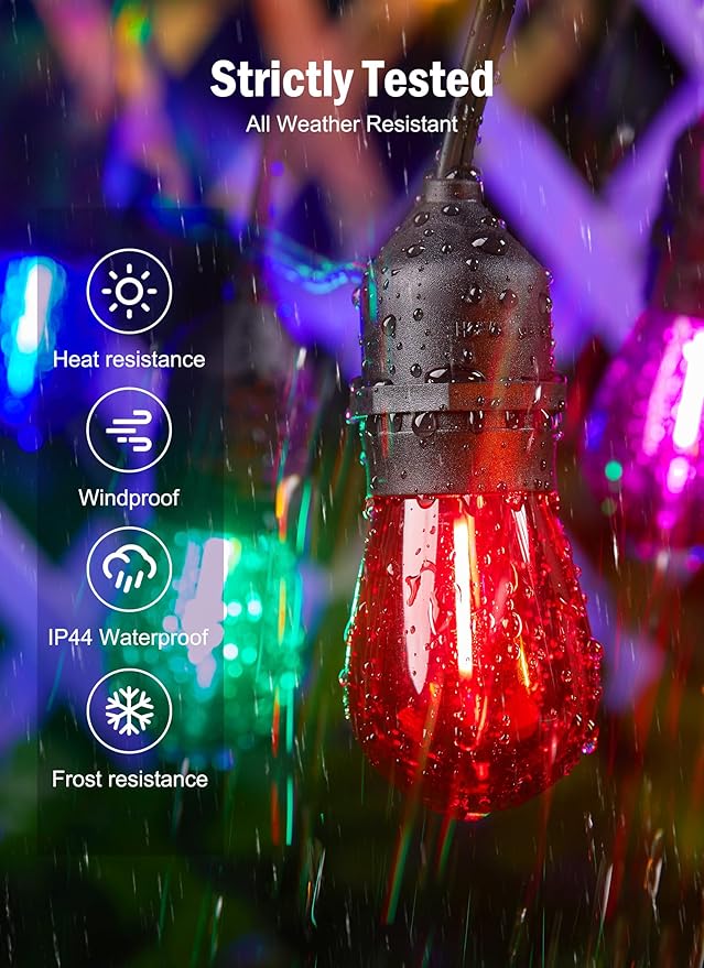 Minetom S14 LED Christmas Replacement Light Bulbs, UL Listed, 1 Watt E26 Medium Base Plastic Shatterproof LED Edison Bulbs, Easily Screw in Strings Spools Strands, Multicolor, 50 Pack