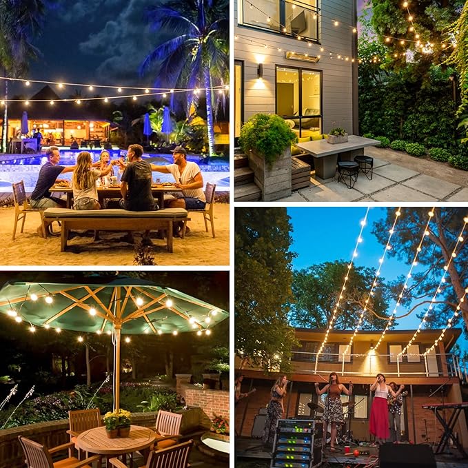 50FT Outdoor G40 LED Globe String Lights Dimmable Waterproof Shatterproof Light Strings with 25 Bulbs Connectable Commercial Hanging Lights for Christmas Patio House Backyard Balcony Party
