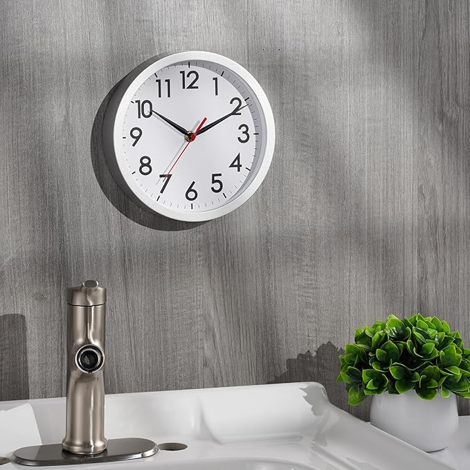 AKCISOT Wall Clock, Modern Small Wall Clocks Battery Operated 8 Inch, Silent Non-Ticking Analog Classic for Office, Home, Bathroom, Kitchen, Bedroom, School(Silver)