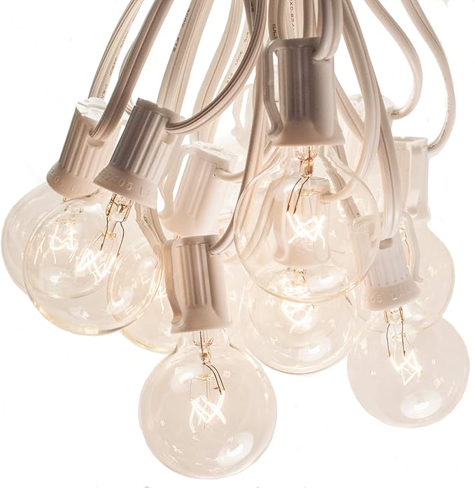 Hometown Evolution, Inc. 50 Foot G40 Globe Patio String Lights with Clear Bulbs (White Wire)