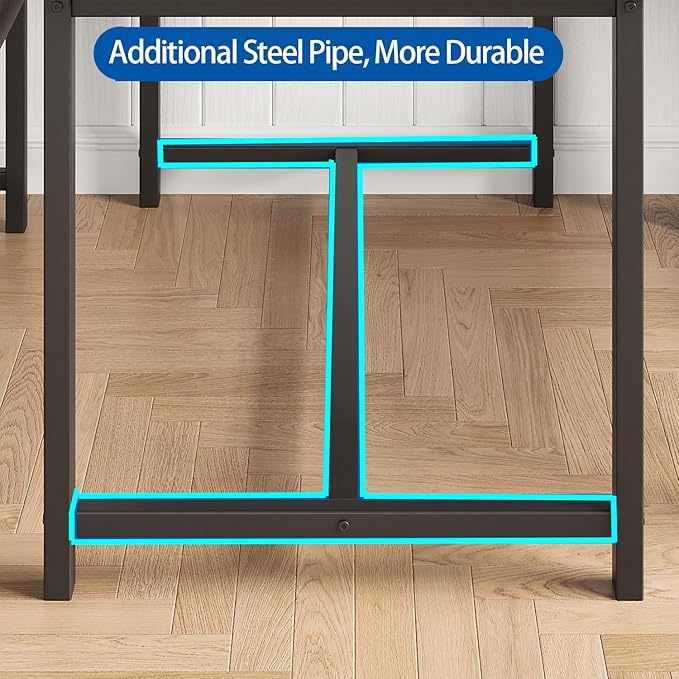 GarveeHome Dining Table Set for 4, Kitchen Table with 2 Upholstered Benches, Wood Kitchen Dining Room Set, for Small Space, Apartment, Home, Dinner, Retro Brown