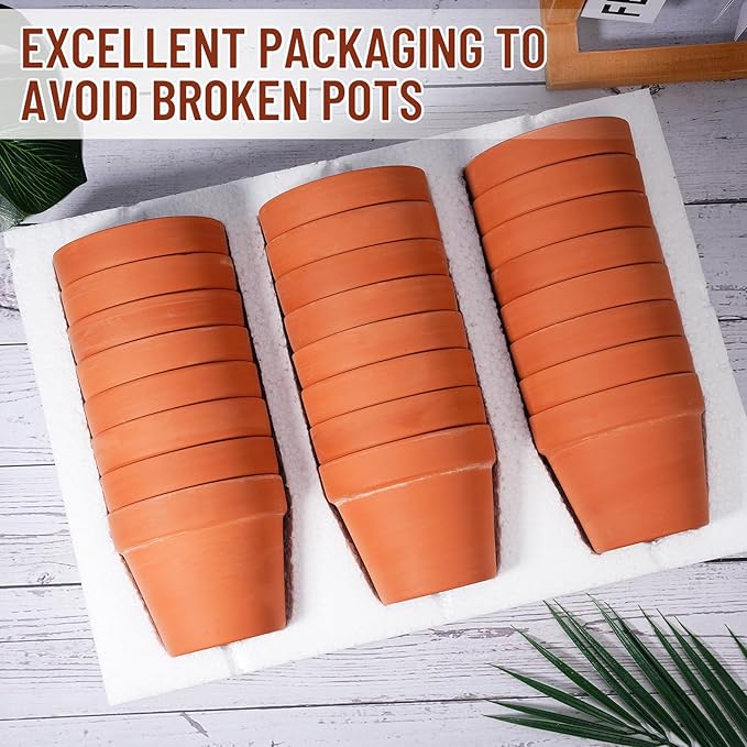 Hsei 24 Pcs 4 Inch Terracotta Pots Flower Pot with Drainage Hole Small Clay Pots for Plants Succulent Indoor Outdoor DIY Crafts Wedding Favor