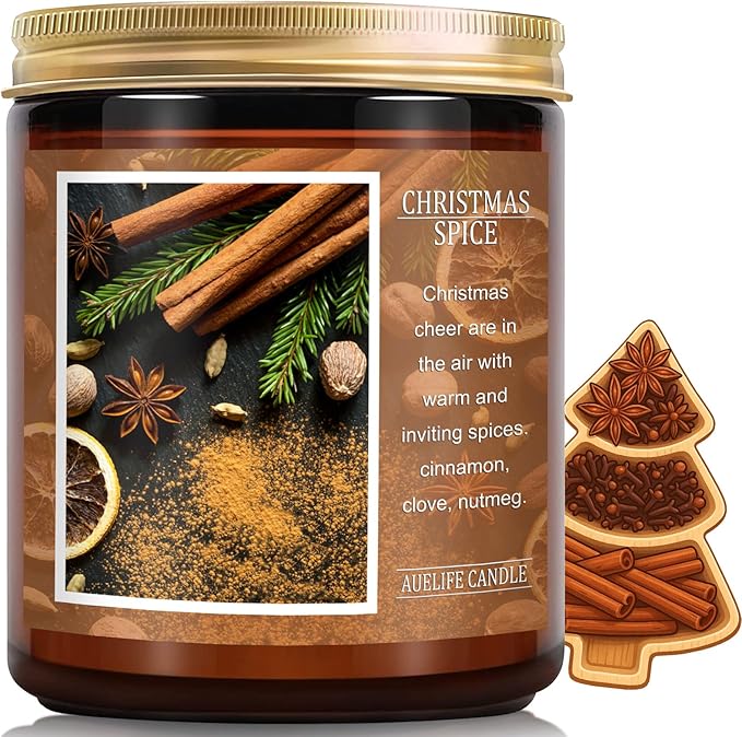 Christmas Spice Soy Candle - 7 oz Aromatherapy Jar Candle - Winter for Women & Men