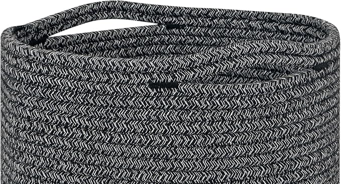 voten Storage Cubes Baskets Bins Organizer 11x11x11'' Fit 12x12''Cube Storage Organizer Bookcases Shelves,Roomy Cute Durable Woven Cotton Storage Basket for Organization,Round 3Pack Mixed Black