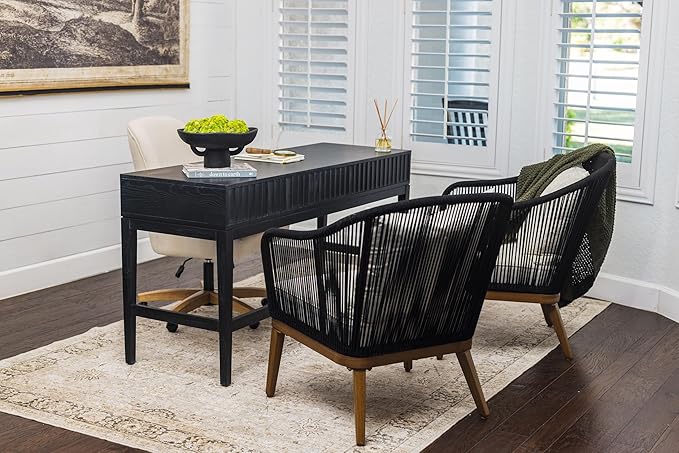 Balls and Pedestal Bowl Set Textured Black Ceramic Decorative Bowl with Succulent Balls for Counter Top, Farmhouse Table Centerpiece, Living Room, Kitchen Decor