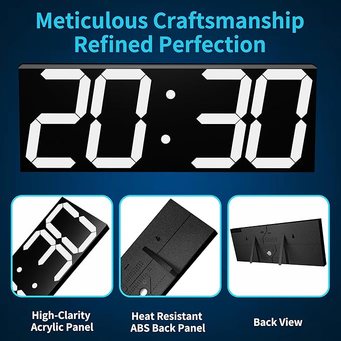 Digital Clock with Large Display 18.7 Inch, GPS Auto-Sync Time, Wall-Mounted with Remote Control, Ideal for Classroom Use