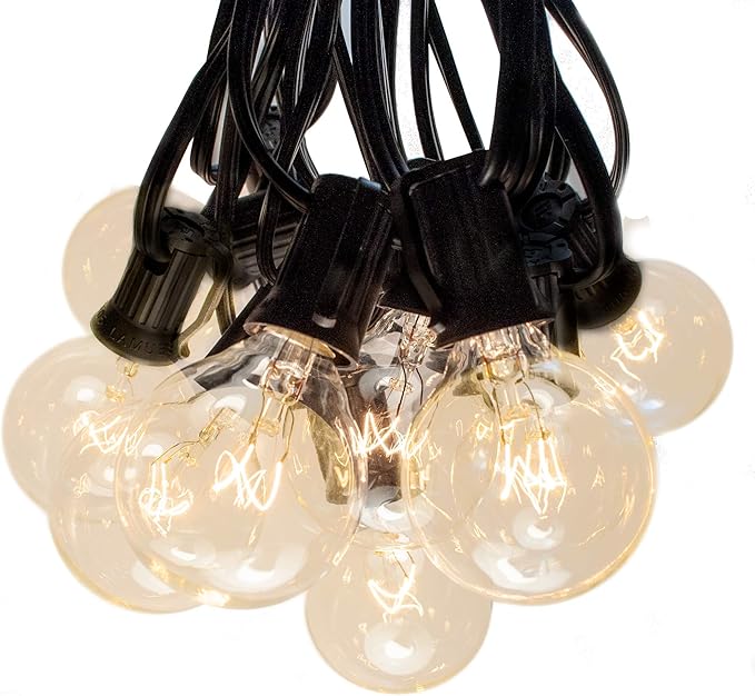 Hometown Evolution, Inc. 10 ft G40 Patio String Lights with Clear Bulbs and Black Wire