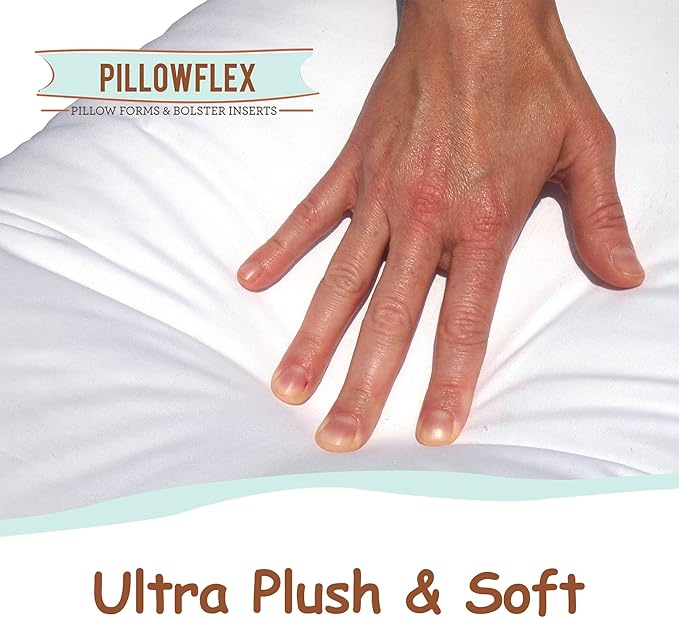 Pillowflex Synthetic Down Pillow Insert - 12x16 Down Alternative Pillow, Ultra Soft, Small Rectangle Lumbar, Travel, Neck, Sleeping Pillow - 1 Decorative Pillow Form