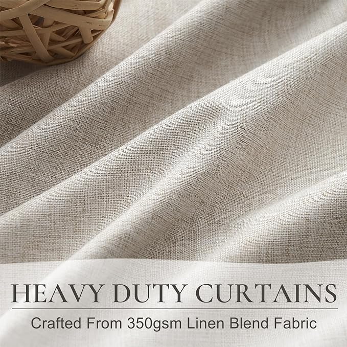 Unique Curtains 86 Inches Long for Living Room,Linen Farmhouse Modern Complete Blackout Custom Privacy Curtains for Windows Energy Efficient Closet Cover Pinch Pleated/Back Tab Birch Drapes 2 Panels
