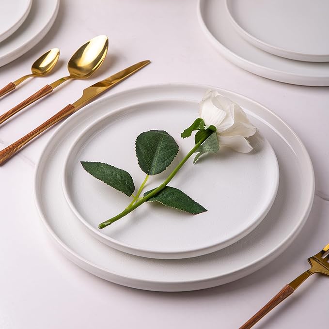 AmorArc Stoneware Dinnerware Sets,Round Reactive Glaze Ceramic Plates and Bowls Sets,Highly Chip and Crack Resistant | Microwave & Dishwasher Safe,Service for 8 Dishes Set (24pc)