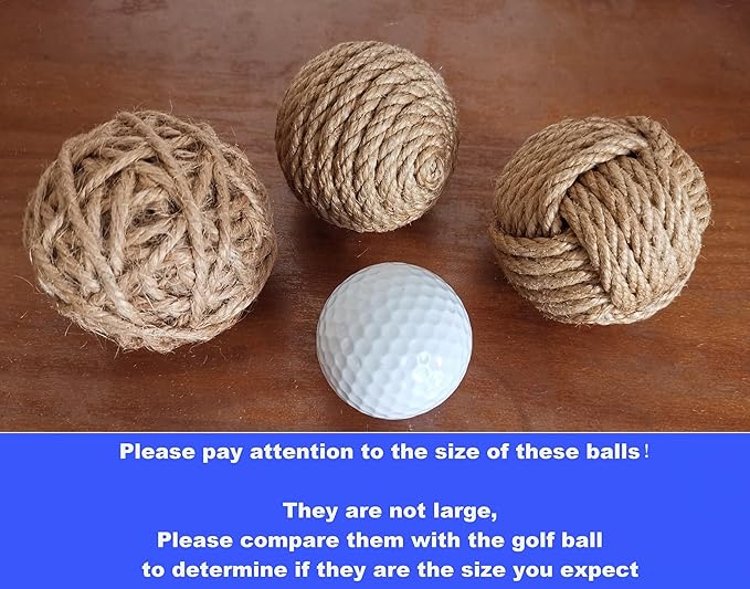 Rustic Jute Orbs Set of 8, Farmhouse Decorative Balls for Bowls, Vase Fillers, Christmas Centerpiece, Handwoven Home Decor Ornaments, Potpourri Accents