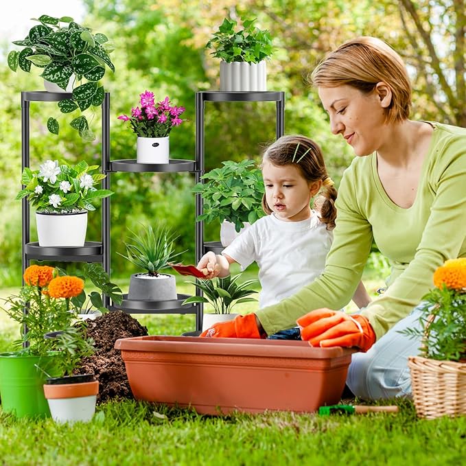 8 Tier Metal Plant Stands, Heavy Duty Flower Pot Stands for Multiple Plant, Anti-Rust Iron Plant Pot Shelf, Decoration Racks for Home Indoor and Outdoor (Black)