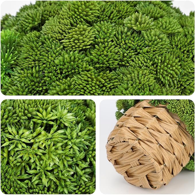 Briful Succulent Plants Artificial Large Fake Succulent Arrangement with Rattan Basket Planter Faux Plants Indoor for Home Office Room Table Centerpiece Shelf Decor