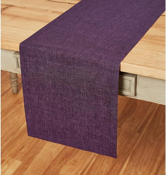 Solino Home Linen Table Runner 132 Inches Long - Athena, 100% Pure Linen Grape 14 x 132 Inch Table Runner for Dining, Thanksgiving