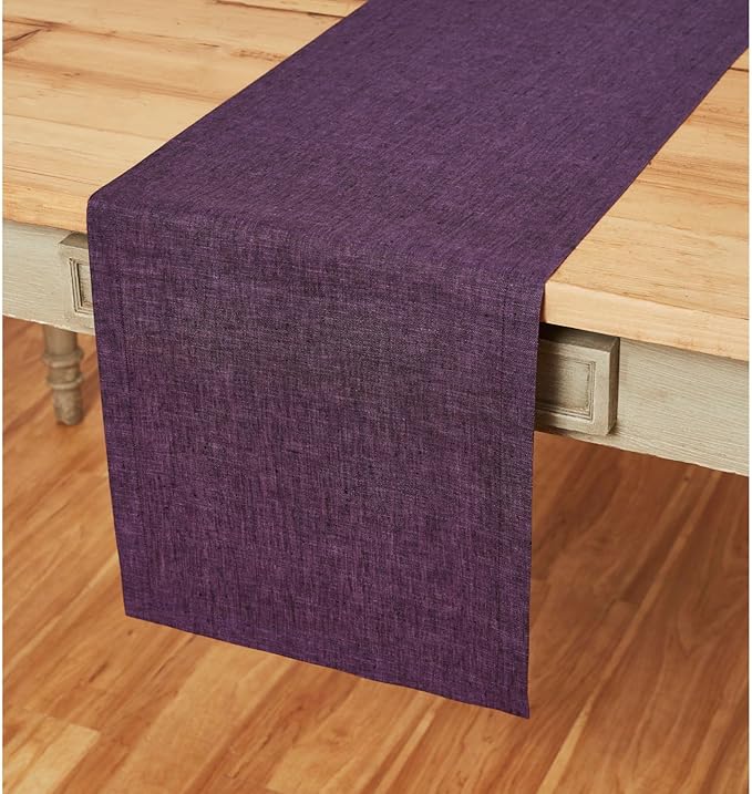 Solino Home Linen Table Runner 90 Inches Long - Athena, 100% Pure Linen Grape Table Runner 14 x 90 Inch for Dining, Fall, Autumn, Halloween, Thanksgiving, Holiday