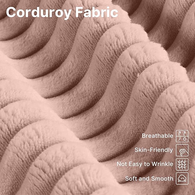 67" Oversized Chaise Lounge Chair with Cover, Comfy Sleeper Sofa Bed, Black Plush Corduory Couch for Living Room,Sofa in A Box,No Assembly Required (Pink Plush Corduroy Cover).