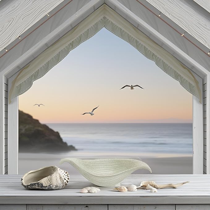 12.6" Large Decorative Leaf Bowl decor , Decorative Bowls for Modern Home Decor,Ruffle Decor,Stylish Key Bowl for Entry Table,Decorative Fruit Bowls for Kitchen Counter,Artificial Stone Light Gray