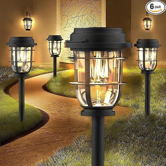 6 Pack Solar Lights Outdoor Waterproof, Garden Decor Gifts Idea for Women Mom Grandma, Solar Powered Bright Landscape Lamp for House, Yard, Patio, Pathway, Lawn Ornaments