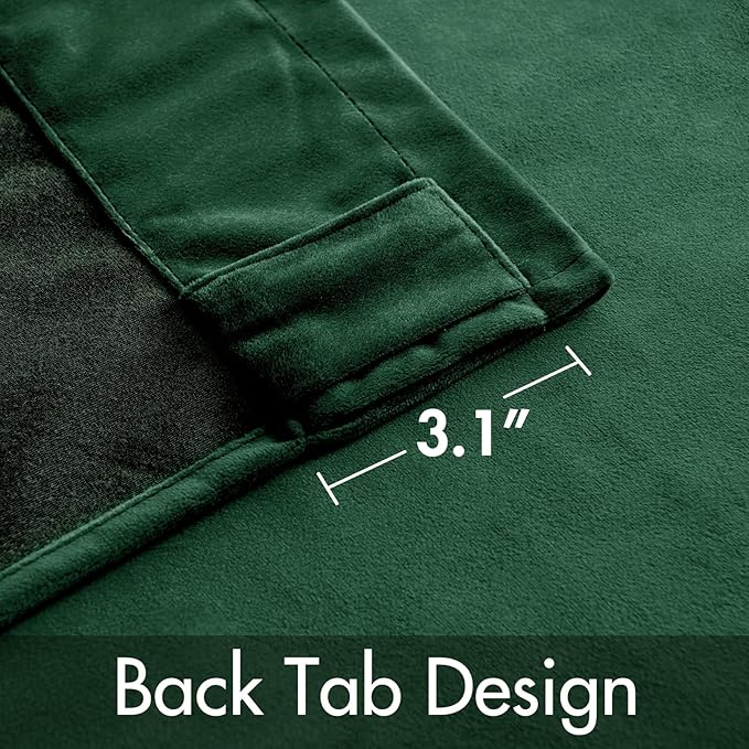 MIULEE Velvet Curtains 96 inches - Luxury Christmas Blackout Curtains for Bedroom Living Room Thermal Insulated Super Soft Window Drapes Rod Pocket & Back Tab, Hunter Green, W52 x L96 inches, 2 Panels