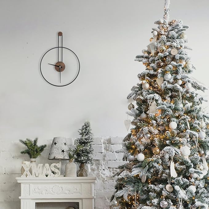 Modern Wall Clock Large Wall Clocks with Walnut Dial Silent Non-Ticking for Living Room Home Decor Bedroom Kitchen Office 17.8''× 24.4'' (Black, Medium)