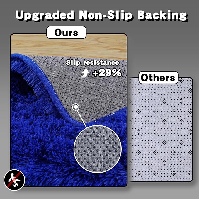 5x7 Area Rugs for Living Room, Blue Fluffy Shaggy Rug Soft Carpets, Rugs for Bedroom Nursery Kids Room Dorm Home Decor Aesthetic, Navy Blue