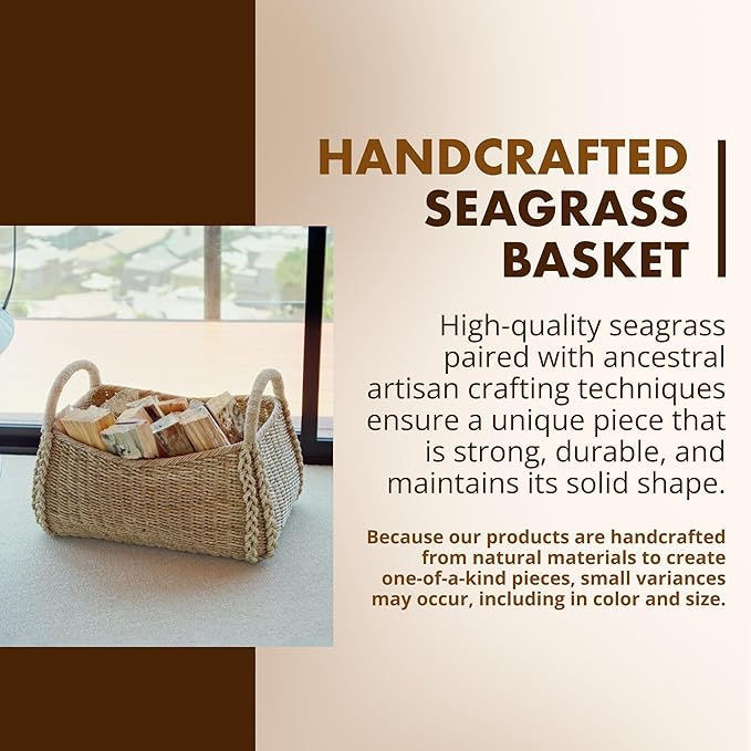 KOUBOO XL Seagrass Basket, Handmade, Living Room, Blankets, Toy Bin, Extra Storage, Decorative Storage, Laundry Basket, Brown