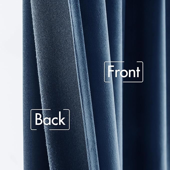 MIULEE Navy Blue Velvet Curtains 96 inches - Luxury Blackout Curtains for Bedroom Living Room Thermal Insulated Super Soft Window Drapes Rod Pocket & Back Tab, W52 x L96 inches, 2 Panels