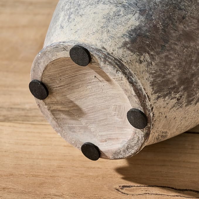 SIDUCAL Ceramic Rustic Farmhouse Vase with Handle, Terracotta Vase, Minimalist Decorative Vases for Home Decor, Table, Living Room, Shelf, Christmas Decoration(Gray)