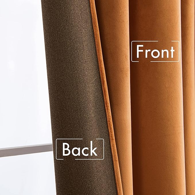MIULEE Velvet Curtains 108 inches Long 2 Panels - Luxury Blackout Curtains for Bedroom Living Room Thermal Insulated Noise Reducing Super Soft Window Drapes Rod Pocket & Back Tab, Gold Brown