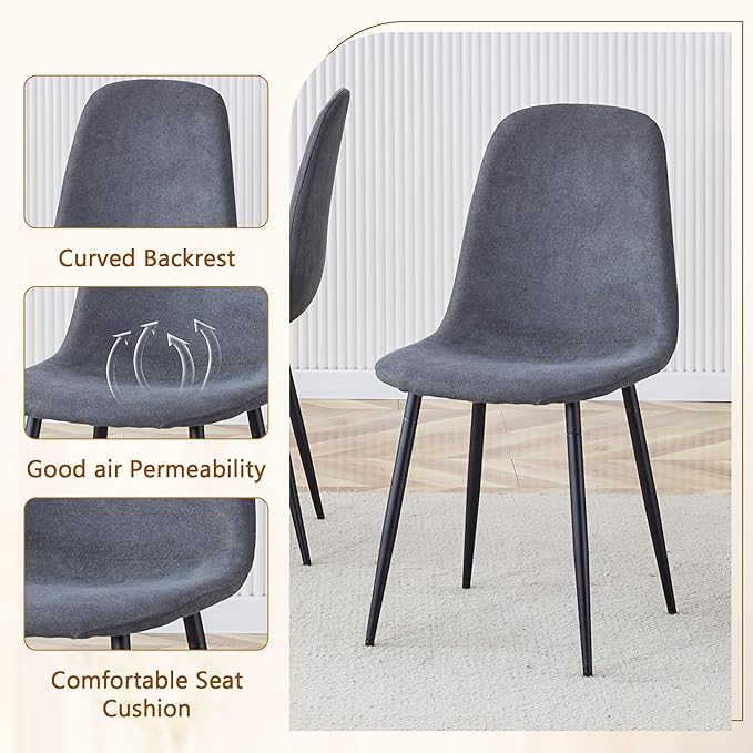 79" Marble Dining Table Set｜Modern Dining Table Set with 8 Artificial Leather Chairs｜Engineered Wood with Marble Pattern Tabletop｜Widened and Stable Tablelegs｜Easy Assembly