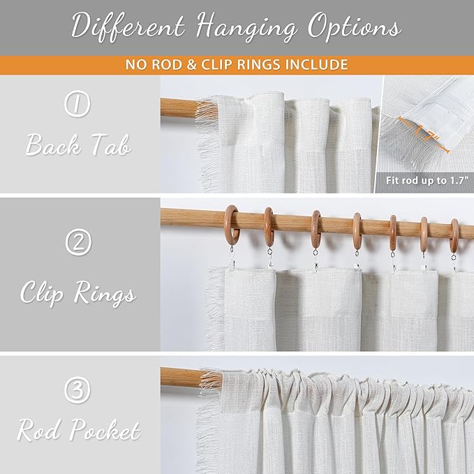 MYSKY HOME Natural Living Room Curtains 2 Panel Set Silver Soft Cotton Blend Semi Sheers Light Filtering Back Tab Privacy Drapes for Patio Pergola Gazebo Nice Vertical Elegant Style, 50 x 95 Inches