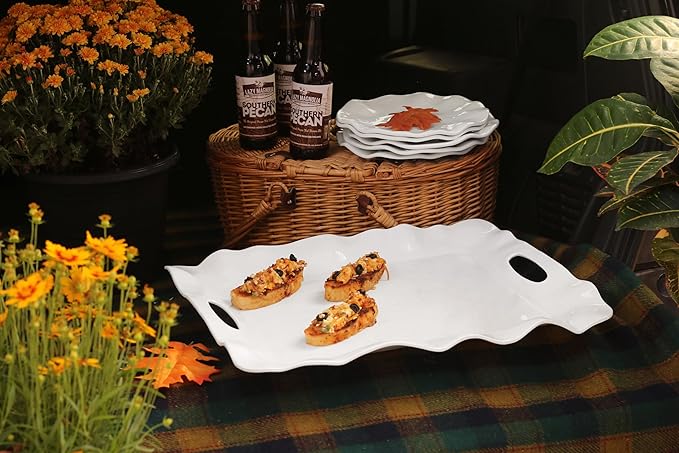 Beatriz Ball Havana Rectangular Tray with Handles, White