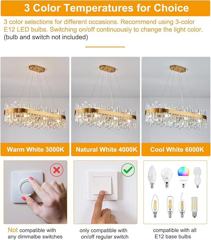 Rectangle Crystal Chandeliers, L35.4 inch 16-Light Brass Gold Chandelier Lighting Fixture, Height Adjustable Rectangular Oval Light for Dining Room Kitchen Island