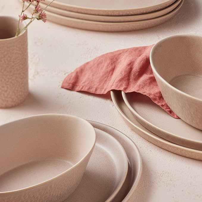 Stone by Mercer Project KATACHI Stoneware 16-Piece Dinnerware Set, Nude