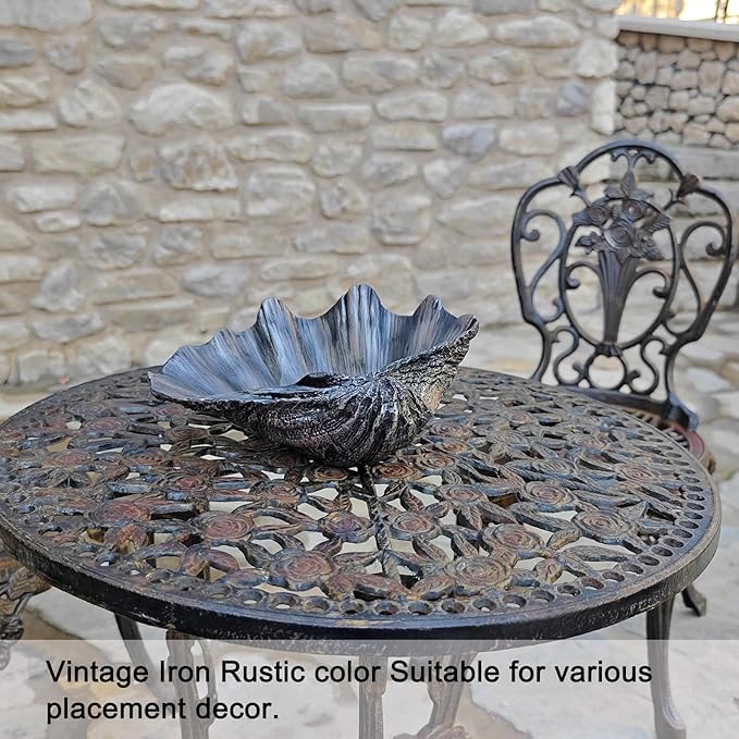 Medium Iron Black Scalloped Clam Shell Bowl Sea Shell Decor for Nautical Beach House,Coastal Decor Gift of Housewarming and Wedding Party