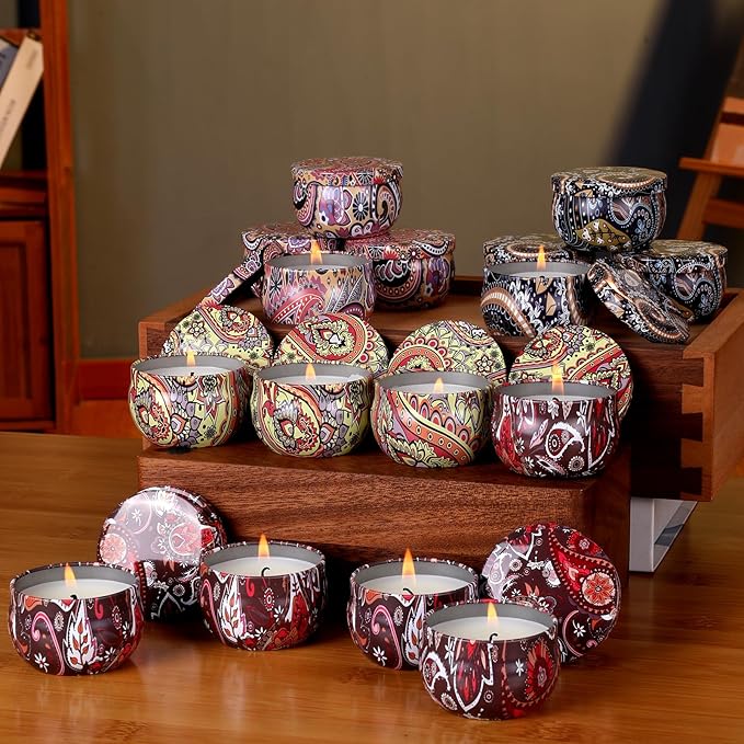 16 Pack Scented Candles Gift Set, Natural Soy Wax Travel Tin Candles for Home Scented, Ideal for Christmas, Birthday, Thanksgiving, Valentines Day Gifts