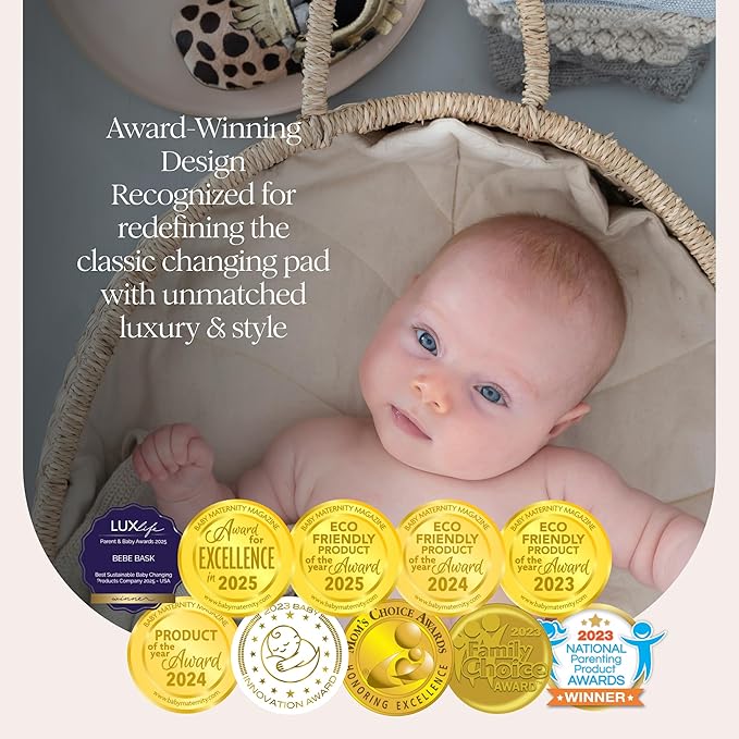 BEBE BASK Premium Baby Changing Basket - Artisan-Crafted Seagrass With Extra High Sides - Changing Basket for Baby Dresser - All Accessories Included - Complete Set for Nursery (Natural)