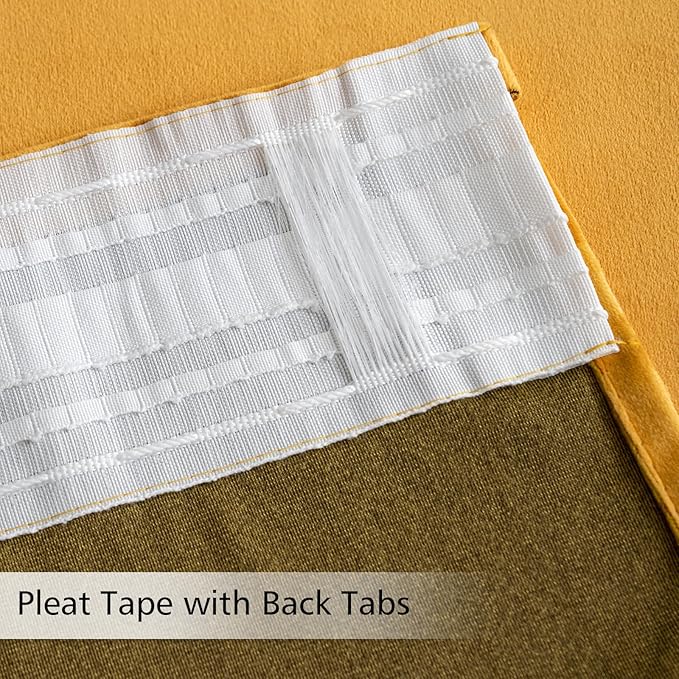 MIULEE Velvet Curtains 90 inches 2 Panels - Pinch Pleat Luxury Room Darkening Curtains for Bedroom Living Room Thermal Insulated Super Soft Fall Window Drapes Rod Pocket Pinch Pleated, Mustard Yellow