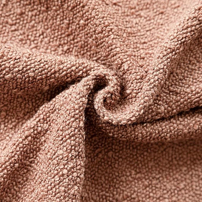 Foindtower Set of 2, Decorative Textured Boucle Throw Pillow Covers Accent Solid Pillow Cases Neutral Couch Cushion Case for Chair Sofa Bedroom Living Room Home Decor 26x26 Inch Dusty Orange Hazel