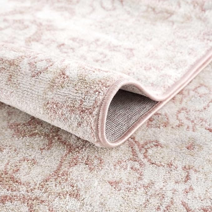 Blush & Light Pink Collection Snead Bohemian Oriental Medallion Runner Rug - Traditional Floral Carpet for Hallway, Kitchen - Blush, Pale Pink, Cream - 2'7" x 10' Runner
